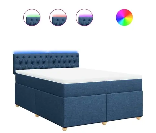 Atsperu Gulta Ar Matraci, Zils Audums, 140X190 Cm Vidaxl