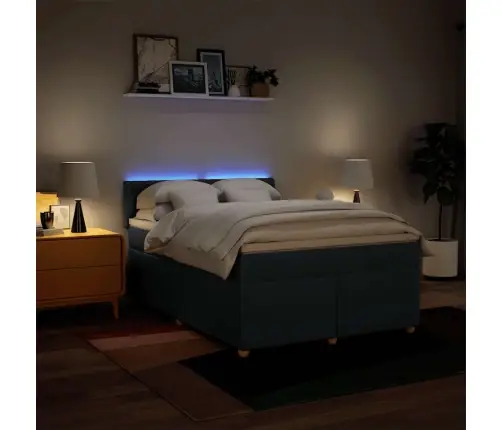 Atsperu Gulta Ar Matraci, Zils Audums, 140X190 Cm Vidaxl