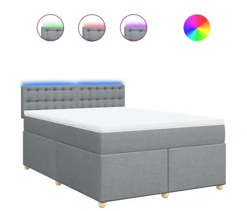 Atsperu Gulta Ar Matraci, Gaiši Pelēka Audums, 140X190 Cm Vidaxl