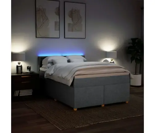 Atsperu Gulta Ar Matraci, Gaiši Pelēka Audums, 140X190 Cm Vidaxl