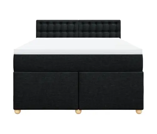 Atsperu Gulta Ar Matraci, Melna Audums, 140X190 Cm Vidaxl