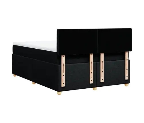 Atsperu Gulta Ar Matraci, Melna Audums, 140X190 Cm Vidaxl