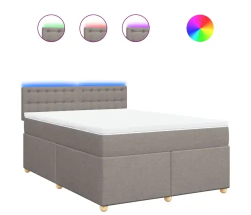 Atsperu Gulta Ar Matraci, Pelēkbrūns Audums, 140X190 Cm Vidaxl