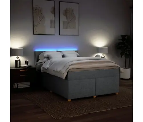 Atsperu Gultas Rāmis Ar Matraci, Gaiši Pelēka Audums, 140X200Cm Vidaxl