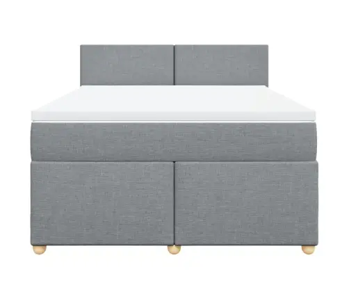 Atsperu Gultas Rāmis Ar Matraci, Gaiši Pelēka Audums, 140X200Cm Vidaxl