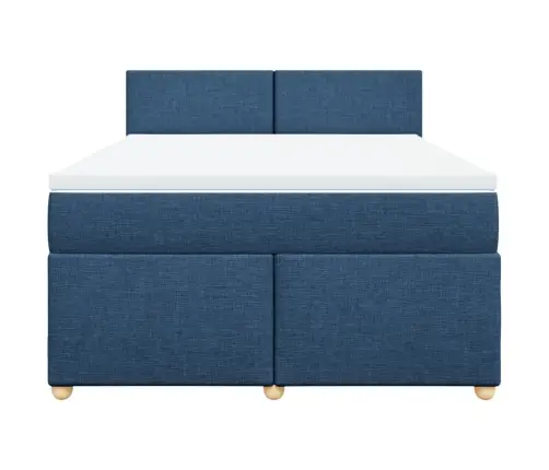 Atsperu Gulta Ar Matraci, Zils, 140X200 Cm, Audums Vidaxl