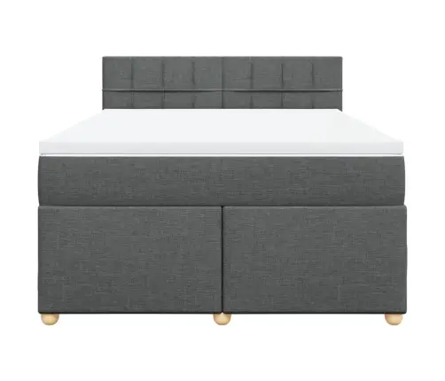 Atsperu Gulta Ar Matraci, Tumši Pelēka, 140X200 Cm, Audums Vidaxl