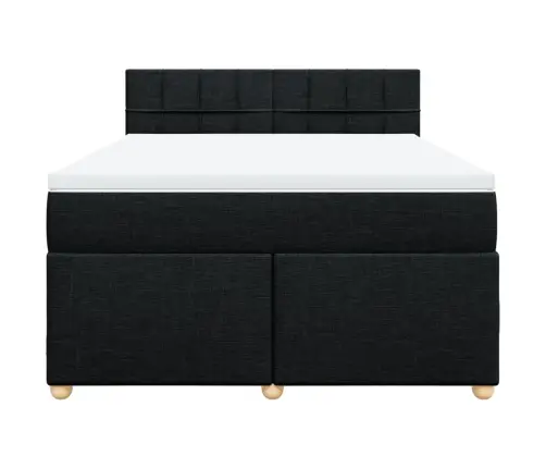 Atsperu Gulta Ar Matraci, Melna, 140X200 Cm, Audums Vidaxl