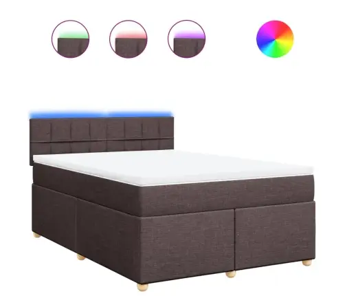 Atsperu Gulta Ar Matraci, Tumši Brūna, 140X200 Cm, Audums Vidaxl