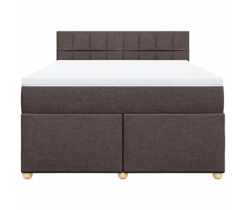 Atsperu Gulta Ar Matraci, Tumši Brūna, 140X200 Cm, Audums Vidaxl