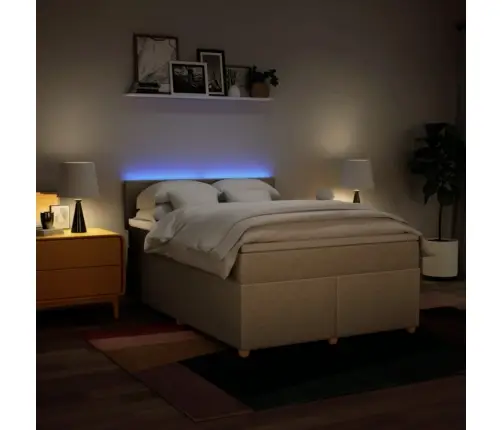 Atsperu Gulta Ar Matraci, Krēmkrāsas, 140X200 Cm, Audums Vidaxl