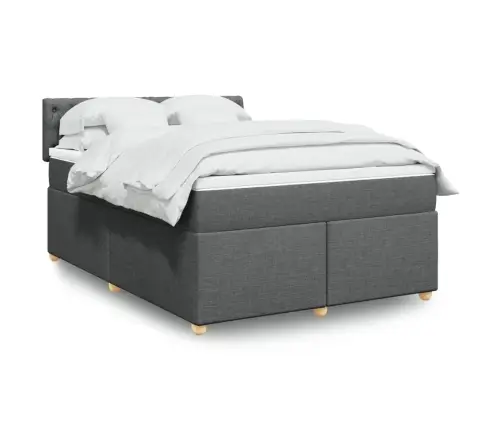 Atsperu Gulta Ar Matraci, Tumši Pelēka, 140X200 Cm, Audums Vidaxl