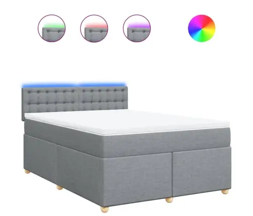 Atsperu Gultas Rāmis Ar Matraci, Gaiši Pelēka Audums, 140X200Cm Vidaxl