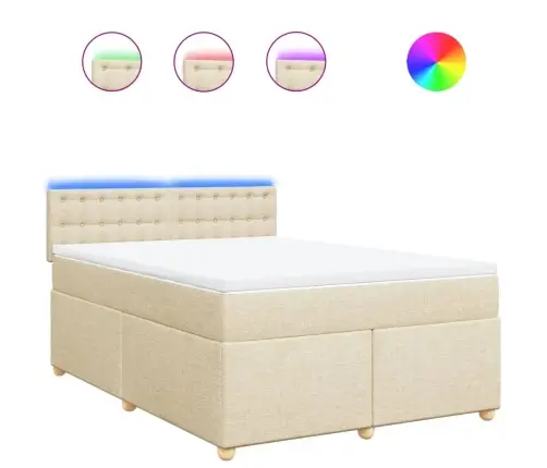 Atsperu Gulta Ar Matraci, Krēmkrāsas, 140X200 Cm, Audums Vidaxl