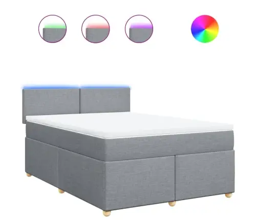 Lova Su Spyruoklėmis Ir Čiužiniu, Pilka, 160X200cm Audinys