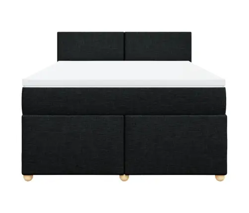 Atsperu Gulta Ar Matraci, Melns, 160X200 Cm, Audums Vidaxl