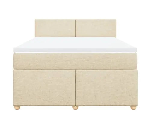 Lova Su Spyruoklėmis Ir Čiužiniu, Kreminė, 160X200 cm Audinys