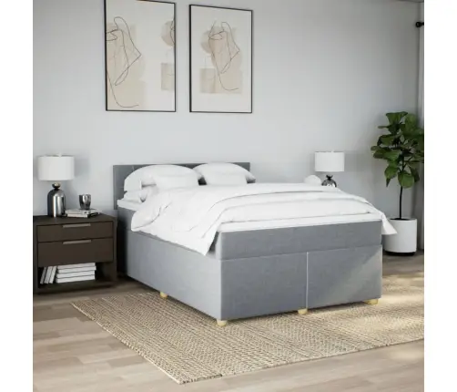 Lova Su Spyruoklėmis Ir Čiužiniu, Pilka, 160X200cm Audinys