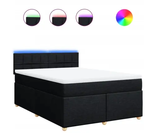 Atsperu Gulta Ar Matraci, Melns, 160X200 Cm, Audums Vidaxl