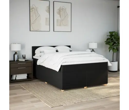 Atsperu Gulta Ar Matraci, Melns, 160X200 Cm, Audums Vidaxl