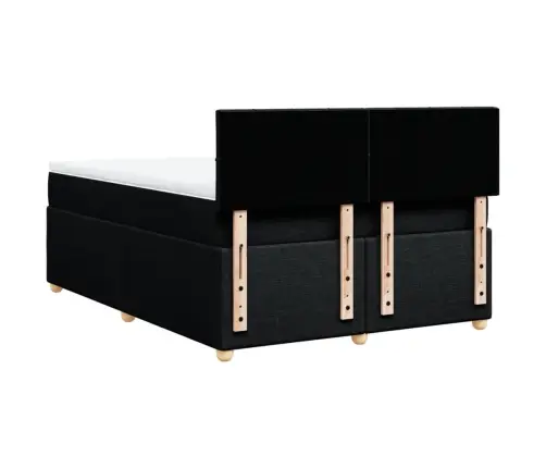 Atsperu Gulta Ar Matraci, Melns, 160X200 Cm, Audums Vidaxl