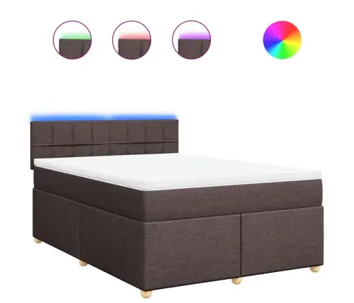 Atsperu Gulta Ar Matraci, Tumši Brūns, 160X200 Cm, Audums Vidaxl