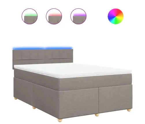 Atsperu Gulta Ar Matraci, Pelēkbrūns, 160X200 Cm, Audums Vidaxl