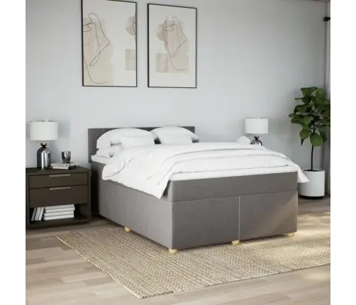 Atsperu Gulta Ar Matraci, Pelēkbrūns, 160X200 Cm, Audums Vidaxl