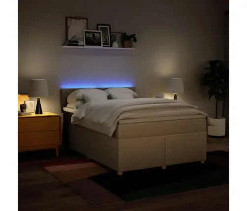 Atsperu Gulta Ar Matraci, Krēmkrāsas, 160X200 Cm, Audums Vidaxl