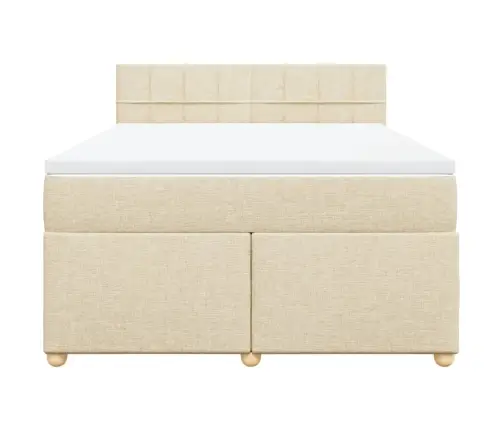 Atsperu Gulta Ar Matraci, Krēmkrāsas, 160X200 Cm, Audums Vidaxl