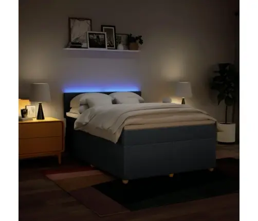 Atsperu Gulta Ar Matraci, Zils, 160X200 Cm, Audums Vidaxl