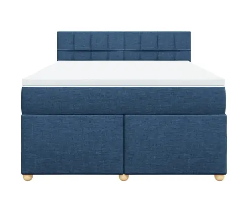 Atsperu Gulta Ar Matraci, Zils, 160X200 Cm, Audums Vidaxl