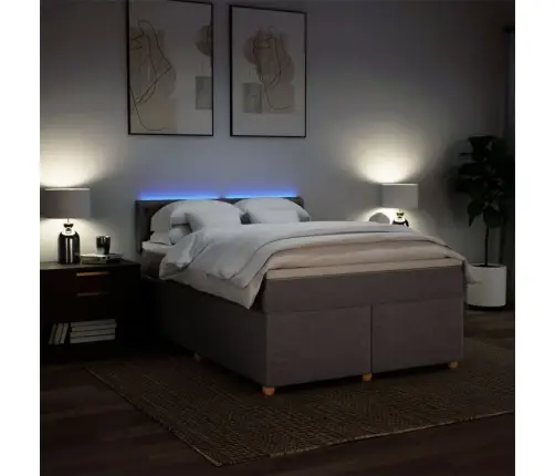 Atsperu Gulta Ar Matraci, Pelēkbrūns, 160X200 Cm, Audums Vidaxl