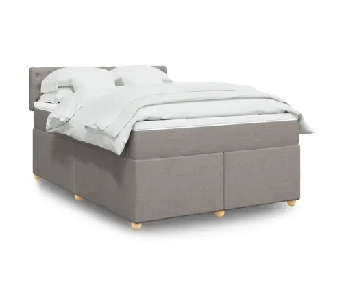 Atsperu Gulta Ar Matraci, Pelēkbrūns, 160X200 Cm, Audums Vidaxl