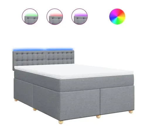 Lova Su Spyruoklėmis Ir Čiužiniu, Pilka, 160X200cm Audinys