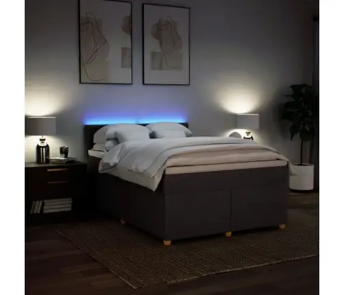 Atsperu Gulta Ar Matraci, Tumši Brūns, 160X200 Cm, Audums Vidaxl