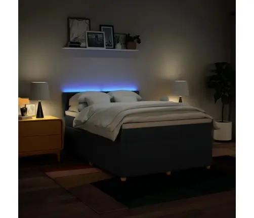 Lova Su Spyruoklėmis Ir Čiužiniu, Mėlyna, 160X200 cm Audinys