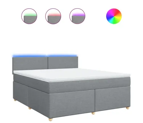 Atsperu Gulta Ar Matraci, Gaiši Pelēka Audums, 180X200 Cm Vidaxl