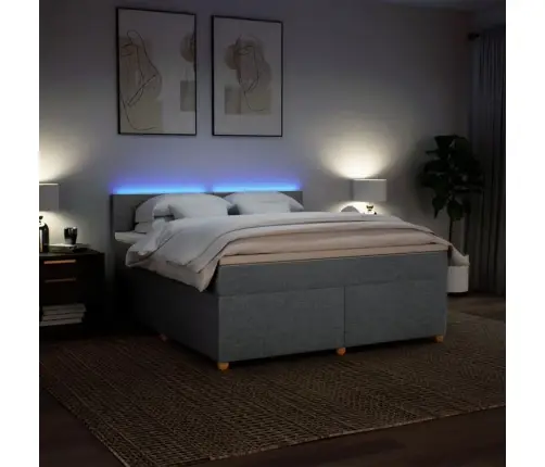 Atsperu Gulta Ar Matraci, Gaiši Pelēka Audums, 180X200 Cm Vidaxl