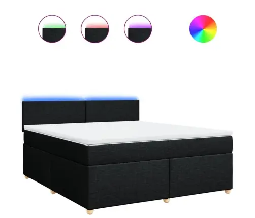 Atsperu Gulta Ar Matraci, Melns, 180X200 Cm, Audums Vidaxl