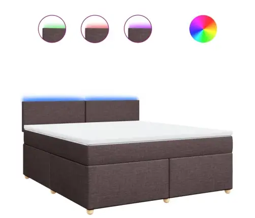 Atsperu Gulta Ar Matraci, Tumši Brūns, 180X200 Cm, Audums Vidaxl