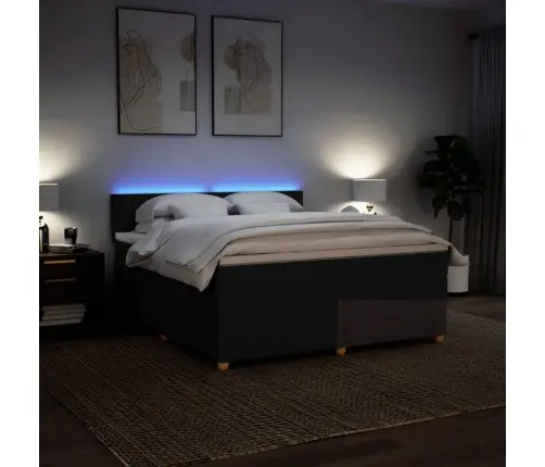 Atsperu Gulta Ar Matraci, Tumši Brūns, 180X200 Cm, Audums Vidaxl