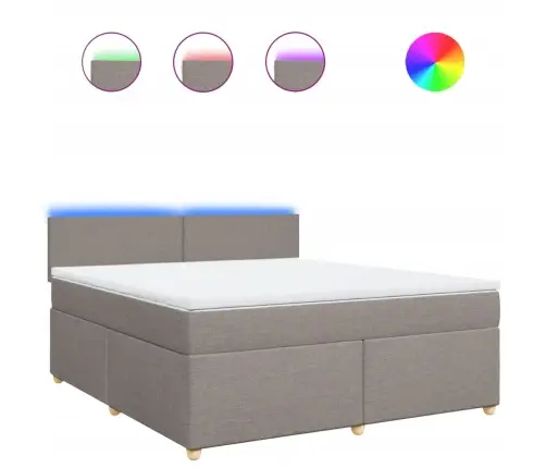 Lova Su Spyruoklėmis Ir Čiužiniu, Taupe, 180X200 cm Audinys