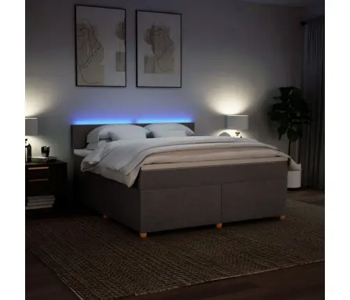 Lova Su Spyruoklėmis Ir Čiužiniu, Taupe, 180X200 cm Audinys