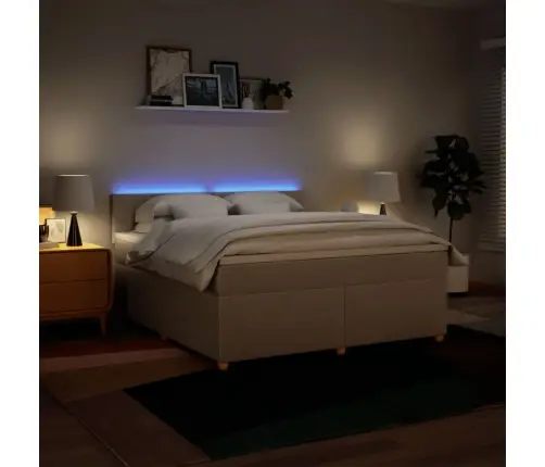 Atsperu Gulta Ar Matraci, Krēmkrāsas, 180X200 Cm, Audums Vidaxl