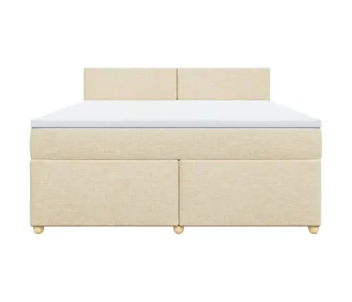 Atsperu Gulta Ar Matraci, Krēmkrāsas, 180X200 Cm, Audums Vidaxl