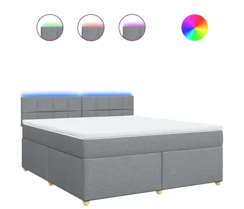 Atsperu Gulta Ar Matraci, Gaiši Pelēka Audums, 180X200 Cm Vidaxl