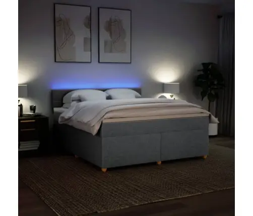 Atsperu Gulta Ar Matraci, Gaiši Pelēka Audums, 180X200 Cm Vidaxl