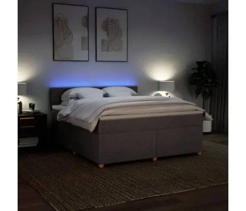 Atsperu Gulta Ar Matraci, Pelēkbrūns, 180X200 Cm, Audums Vidaxl