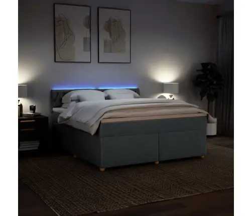 Atsperu Gulta Ar Matraci, Tumši Pelēks, 180X200 Cm, Audums Vidaxl